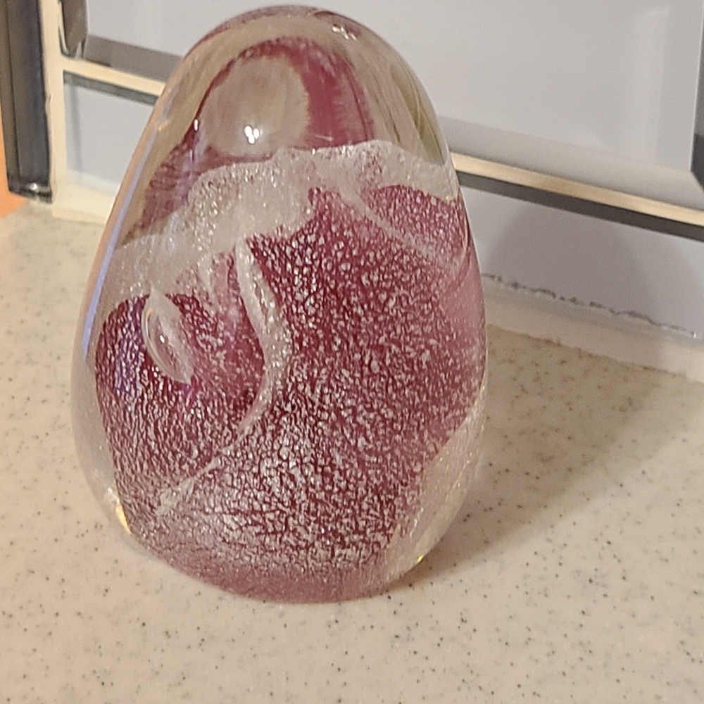 Estate Glass Art Sculpture in Purple and White